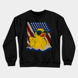 Vintage USA Flag Patriotic Rubber Duck Crewneck Sweatshirt